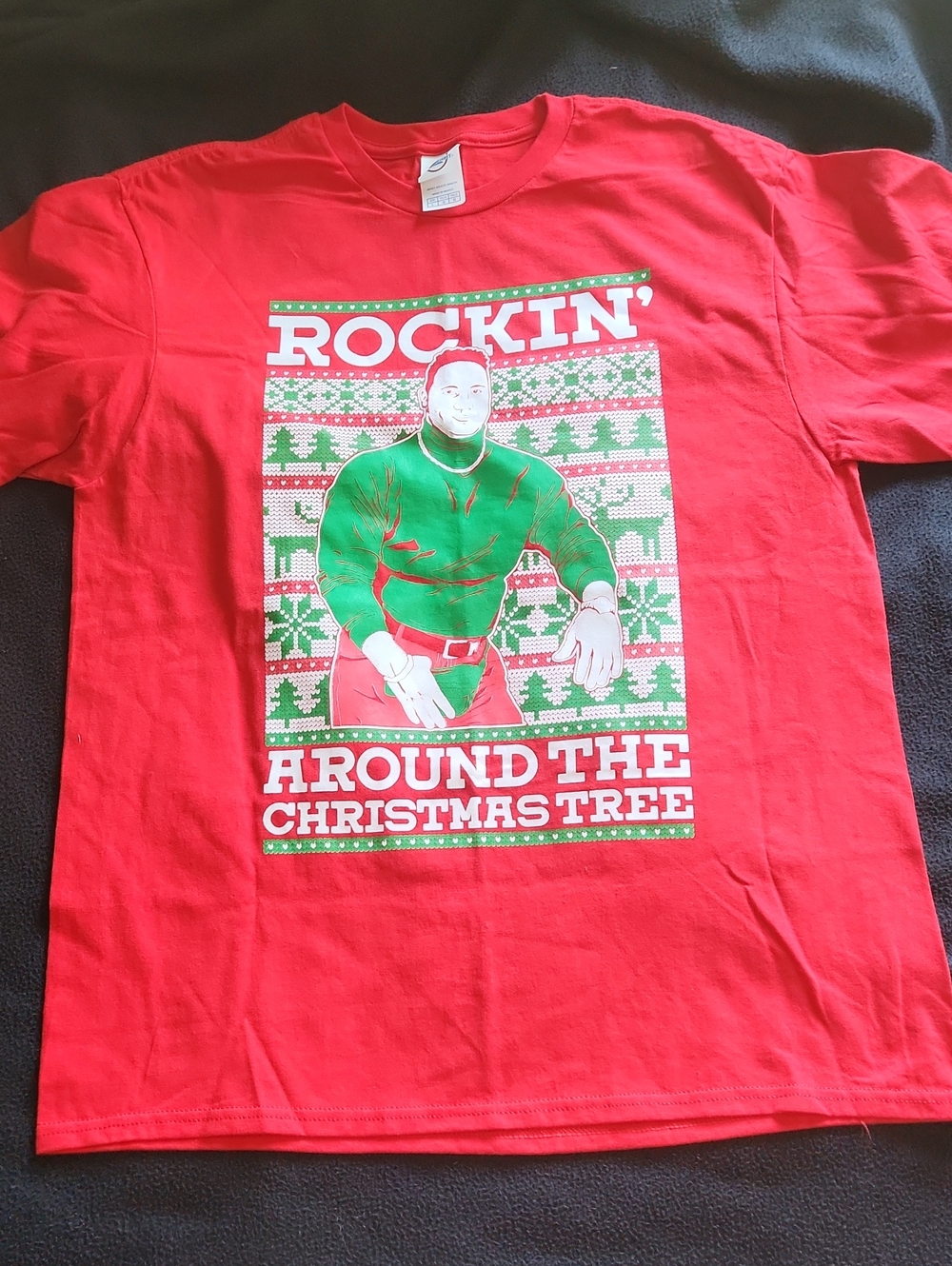 Red Christmas Graphic Tee "Rockin' Around the Christmas Tree"